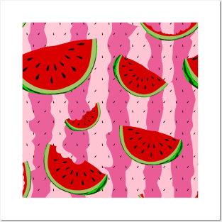 Watermelons with a Pink Background Posters and Art